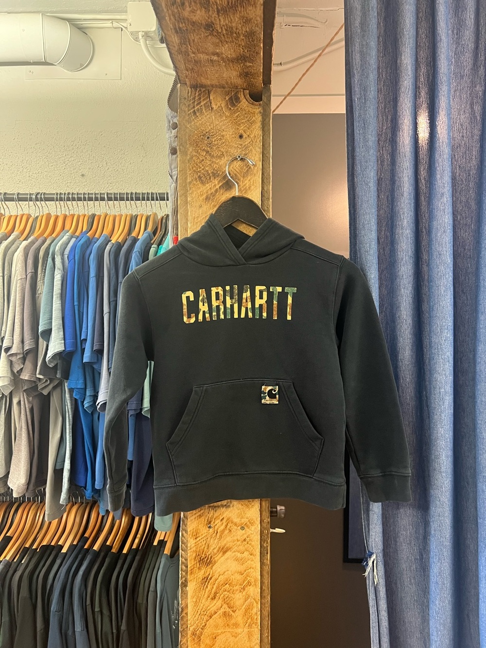 Vintage Carhartt Kids Black Pullover Hoodie